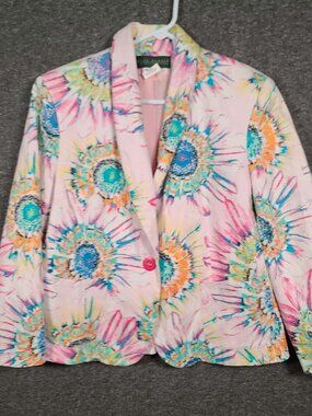 VTG Harve Benard Women's Size 12 Short Tie Dyed Pastel Color Print Blazer Jacket